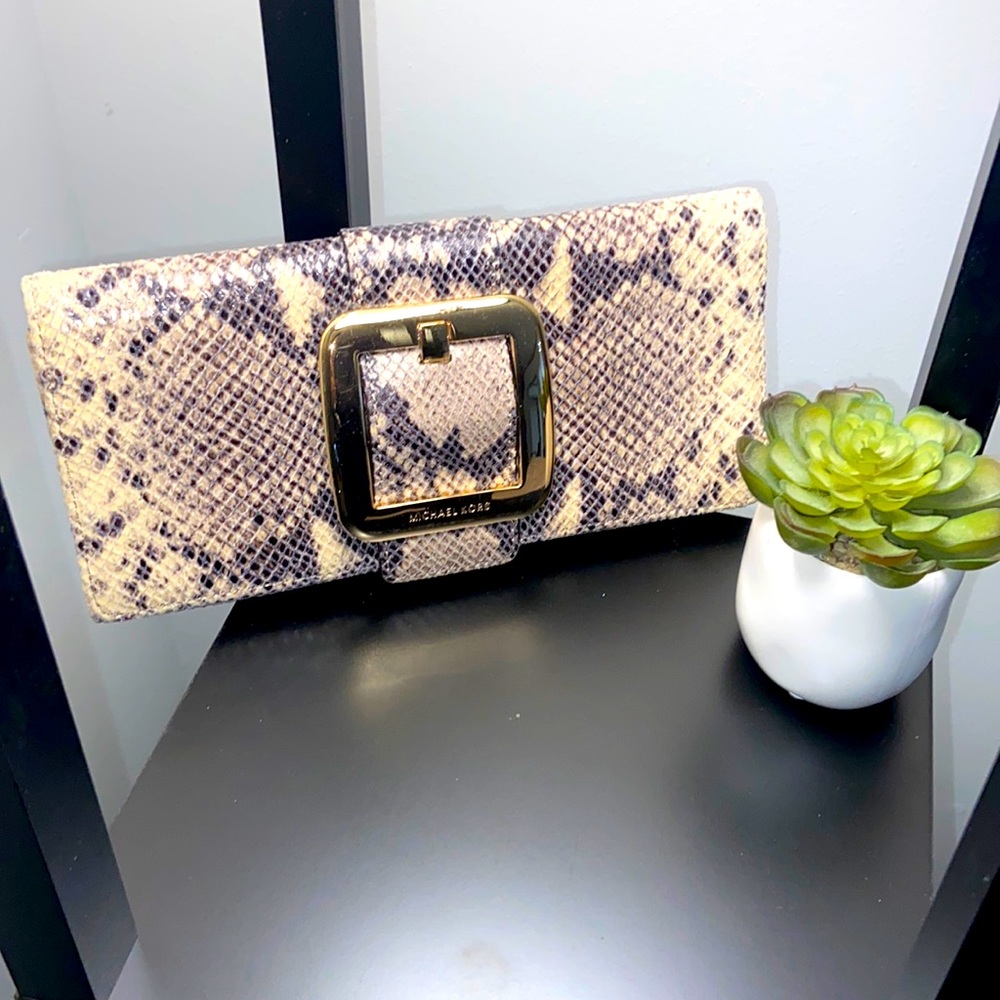 Michael Kors snake skin clutch w/dust bag